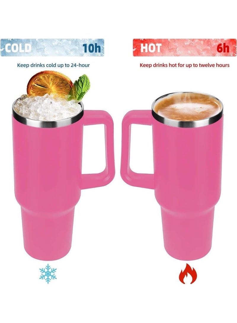 Stanley 40oz Tumbler with Straw Lid and Handle, Stainless Steel Coffee Travel Insulated Cup Mug, Double Wall Vacuum Insulated Cup for Hot and Cold Drinks - Rose Pink - Image 3