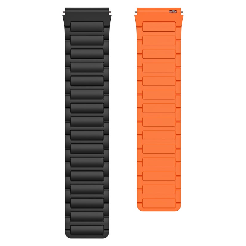 For Samsung Galaxy Watch 46Mm 22Mm I-Shaped Magnetic Silicone Watch Band(Black+Orange) - Image 3