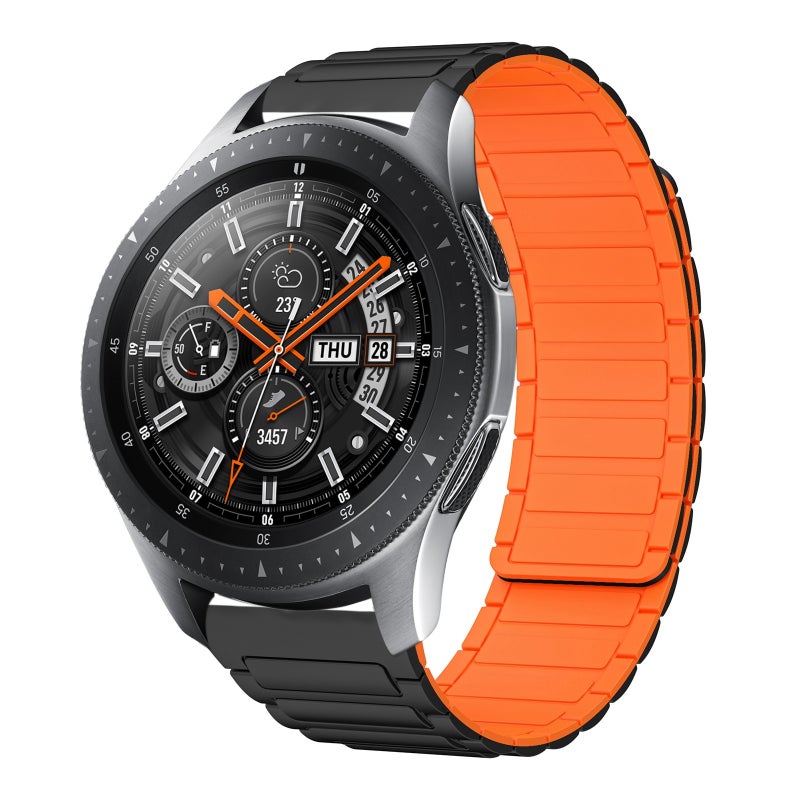 For Samsung Galaxy Watch 46Mm 22Mm I-Shaped Magnetic Silicone Watch Band(Black+Orange) - Image 1
