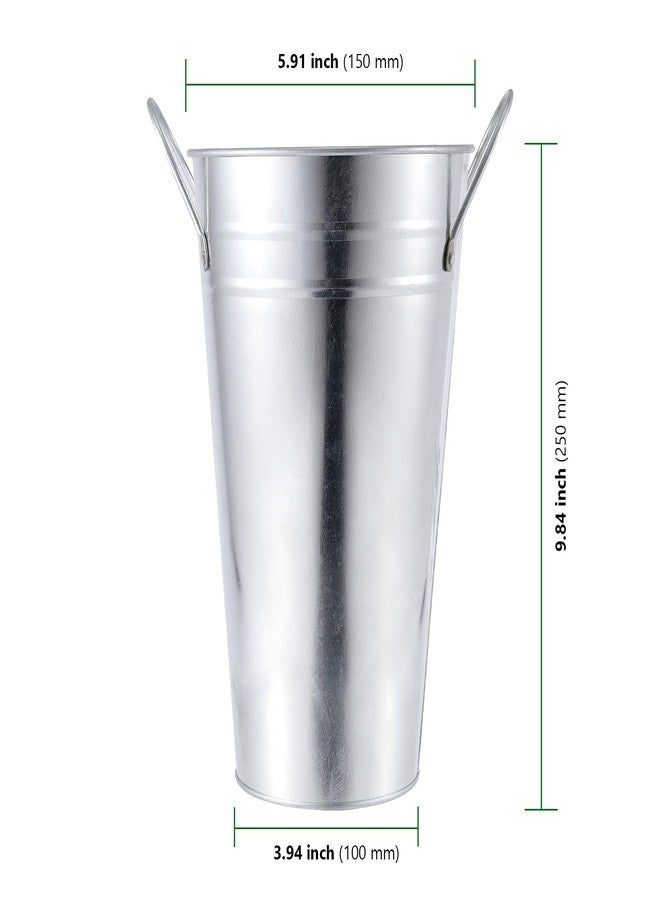 HAKZEON 6 Pack 10 Inches Galvanized Metal Vase, Rustic Farmhouse Tall Galvanized Metal Flower Vase for Wedding, Table, Home Decor - Image 2