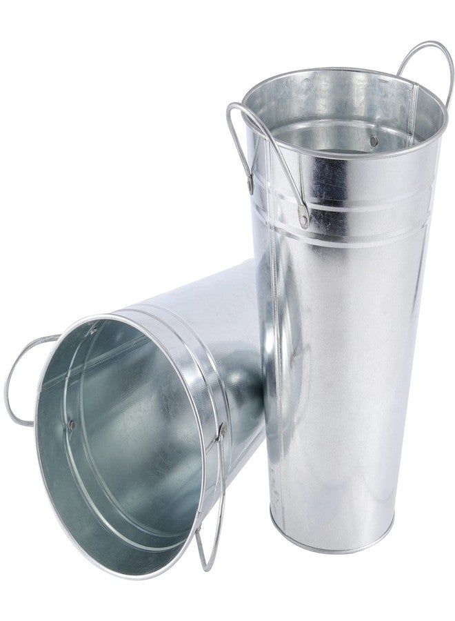 HAKZEON 6 Pack 10 Inches Galvanized Metal Vase, Rustic Farmhouse Tall Galvanized Metal Flower Vase for Wedding, Table, Home Decor - Image 5