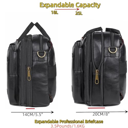 Baosha Vegan Leather Laptop Backpack Briefcase Hybrid 15.6 Inch Laptop Travel Backpack Hiking College Backpack for Men BC-04 (Black) - Image 4