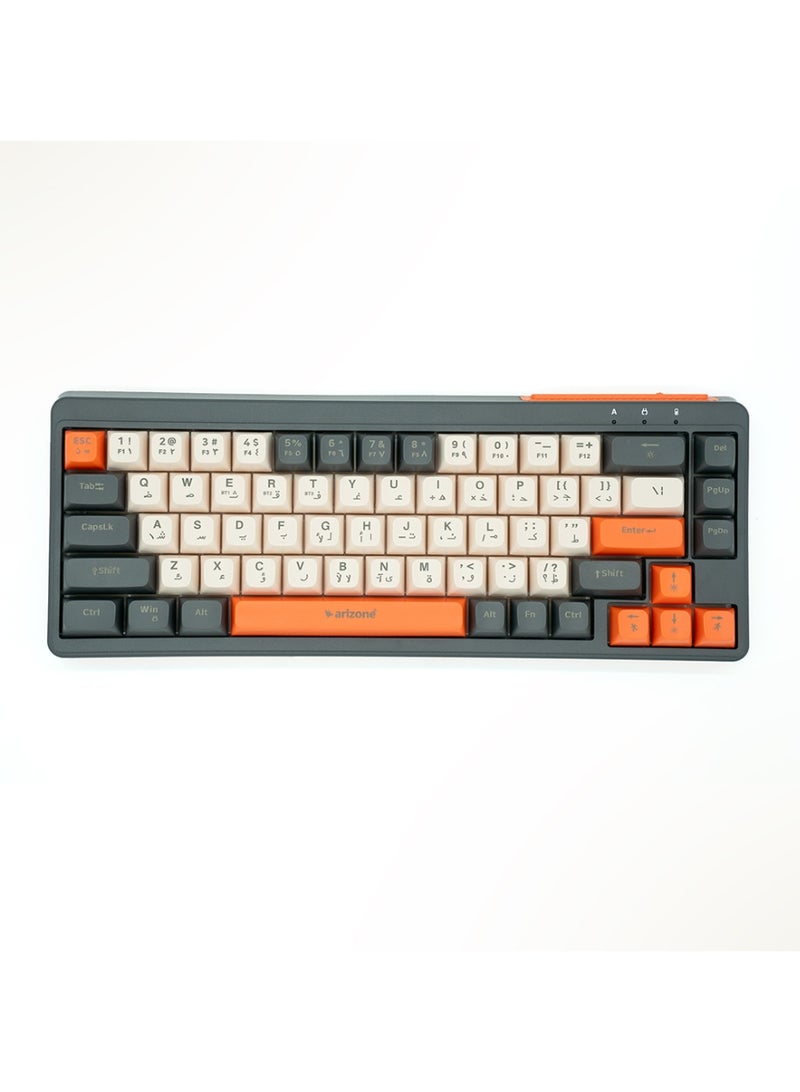 Arizone BK-036 Dual Mode Wireless Keyboard – RGB, Arabic/English Multi Color - Image 1