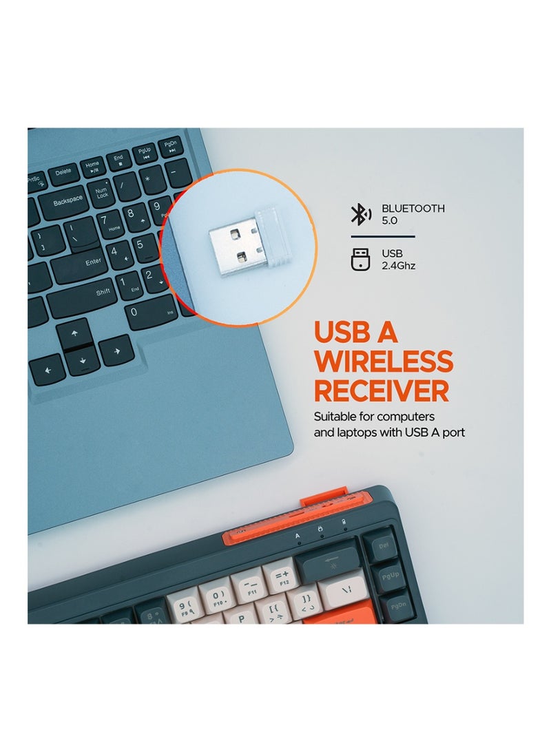 Arizone BK-036 Dual Mode Wireless Keyboard – RGB, Arabic/English Multi Color - Image 3