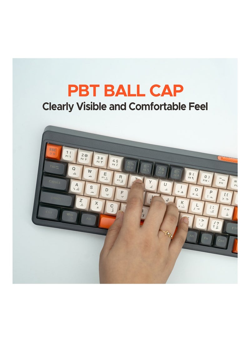 Arizone BK-036 Dual Mode Wireless Keyboard – RGB, Arabic/English Multi Color - Image 5
