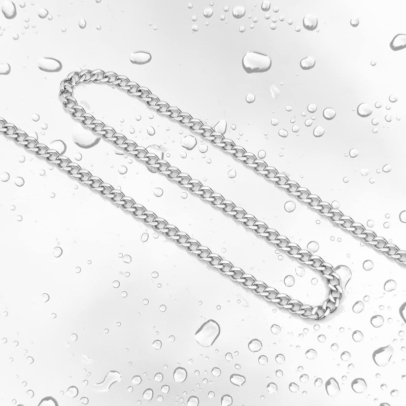 Reoxvo Silver Necklaces Mens Cuban Link Chain Necklace for Men 5 mm Pendants Neck Cool Hip Hop Chains for Men 22 inch - Image 5