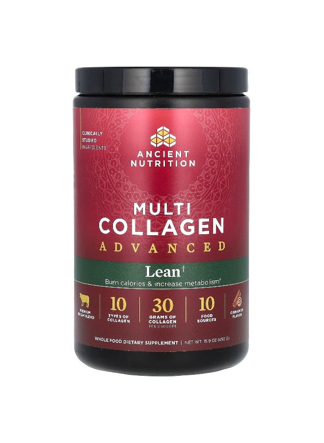 Ancient Nutrition - Ancient Nutrition, Multi Collagen Advanced, Lean, Cinnamon, 15.9 oz (450 g) - Image 1
