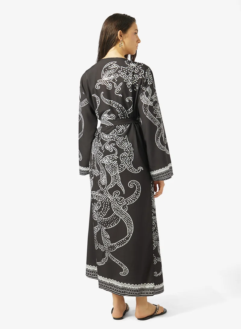 Soleira Monochrome Print Kimono