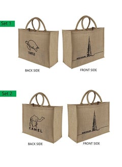 Generic Burj Khalifa line art Print Jute Tote Shopping Bags Waterproof Coating With Soft Handle - 2 SETS  - Image 2