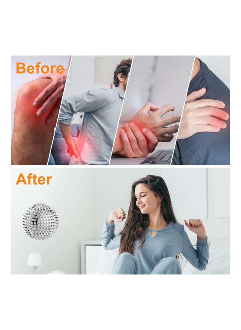 إسكدنيا Massage Balls for Foot  Back  Muscles, Body Acupressure Massage Balls, Hedgehog Ball for Relieve Muscle Soreness, 5.6 cm, Pack of 2, Silver - Image 4