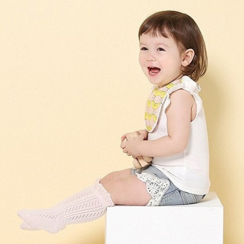 ACTLATI Baby Girls Knee High Socks Hollow Out Anti-skid Knitting Stockings Suitable for 0-2 Years Infants Toddlers - Image 5