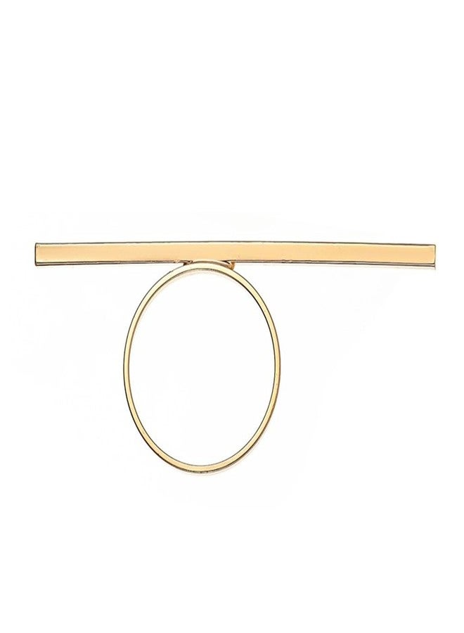 MINGHUA Silver Bar Geometric Square Finger Ring for Women Party Gift (Gold) - Image 1