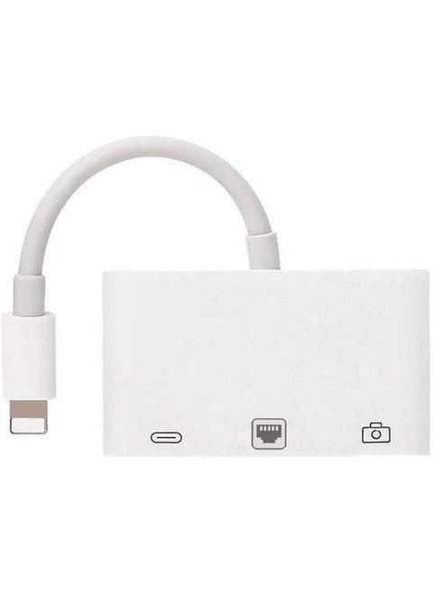 3 in 1 Lightning to LAN, USB, and Lightning 8-Pin OTG Adapter – Ethernet & Charging Support