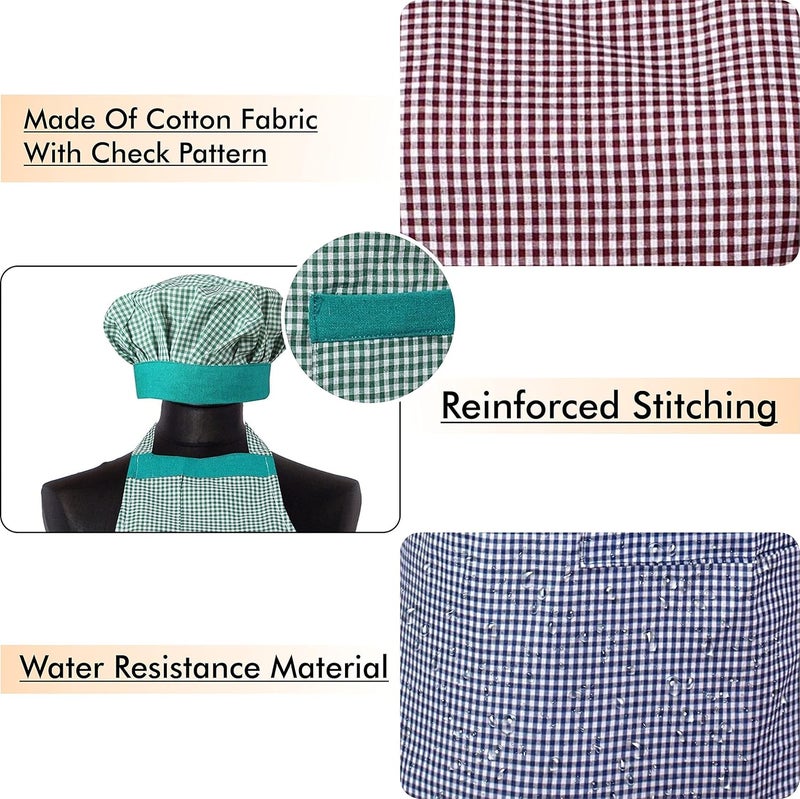 Yellow Weaves Yellow Weaves™ Cotton Kitchen Apron With Cap Combo Set of 3 - Multi - Image 3