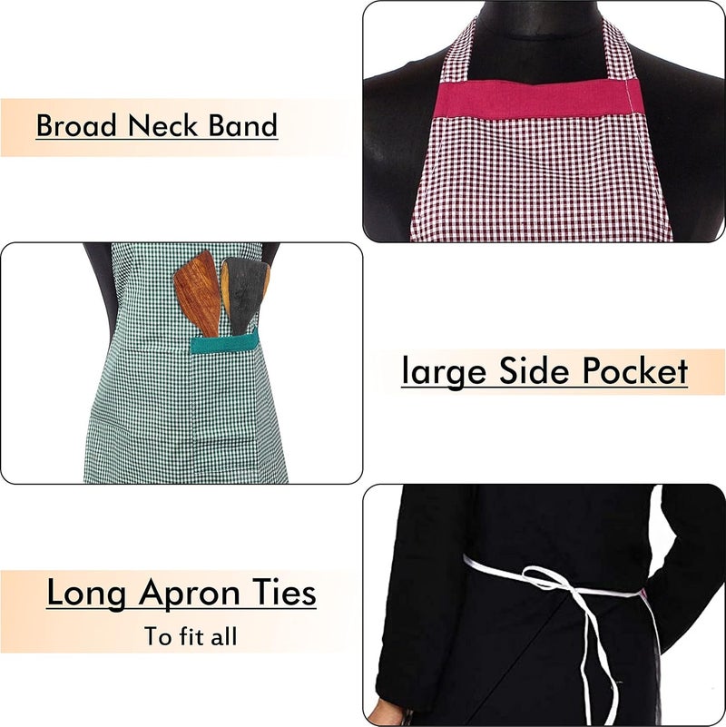 Yellow Weaves Yellow Weaves™ Cotton Kitchen Apron With Cap Combo Set of 3 - Multi - Image 2