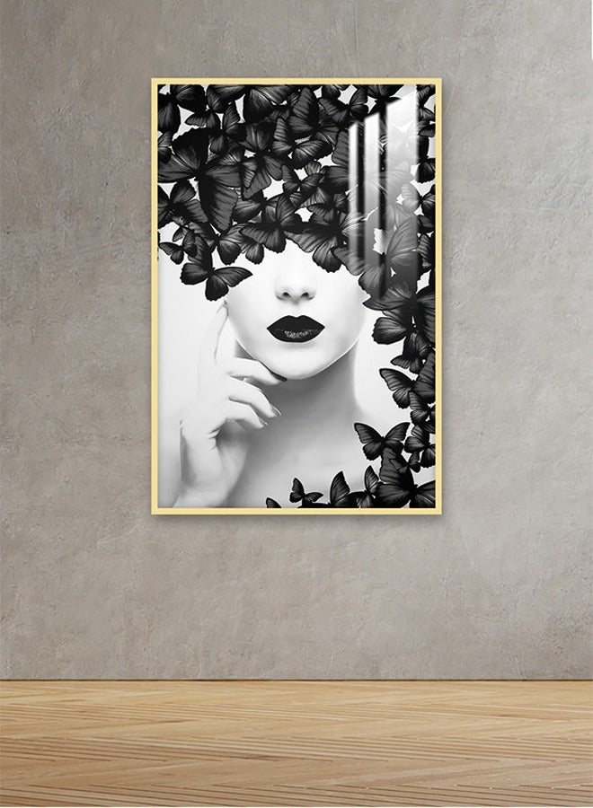 ماركتنا لوحة جدارية120×80سم مع برواز ذهبي وطبقة اكريلك شفاف بتصميم امرآة - Image 1