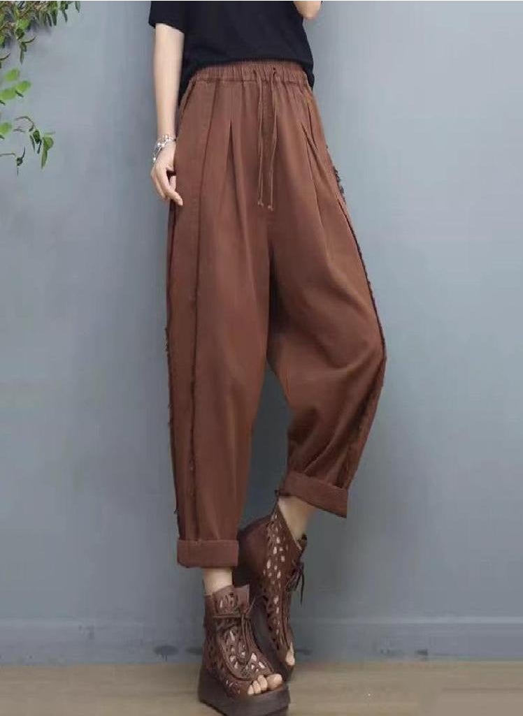 Eckek - Autumn New Jeans Female Vintage Streetwear Loose Harem Denim Pants Women High Waist Solid Woman Trousers - Image 1