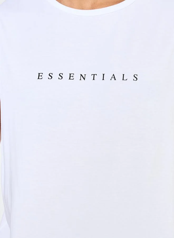 ستايلي Styli Minimal Print Drop Armhole Cotton Tank
