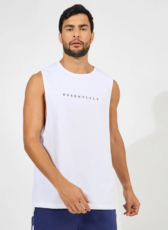 ستايلي Styli Minimal Print Drop Armhole Cotton Tank