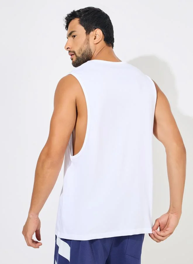 ستايلي Styli Minimal Print Drop Armhole Cotton Tank
