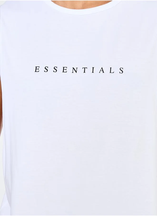 ستايلي Minimal Print Drop Armhole Cotton Tank