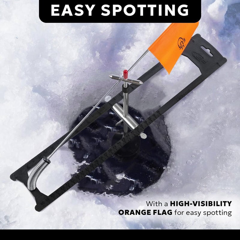 sf. Ice Fishing Tip-Up Foldable with Orange Pole Flags/10.6'' Freeze-Proof Thermal Ice Fishing Accessories with Orange Pole Flags, Built-in Storage - Image 5