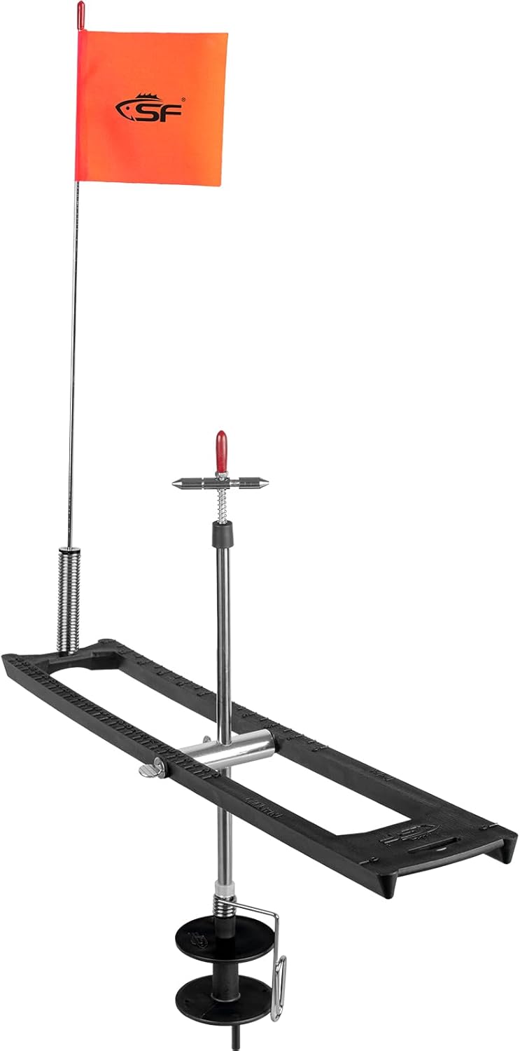sf. Ice Fishing Tip-Up Foldable with Orange Pole Flags/10.6'' Freeze-Proof Thermal Ice Fishing Accessories with Orange Pole Flags, Built-in Storage - Image 1