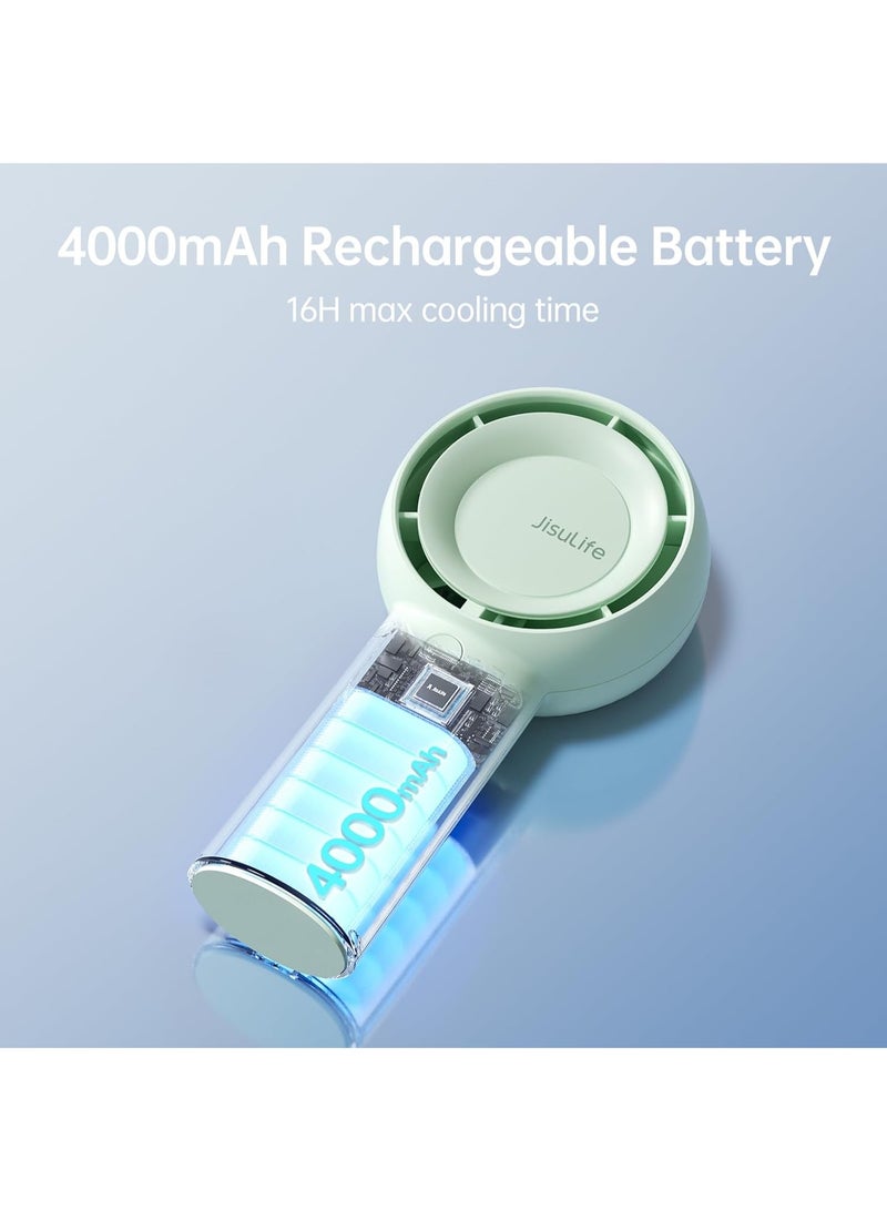 جيسيو لايف JISULIFE مروحة توربو اليدوية [16 ساعة أقصى وقت التبريد] اليد المحمولة الصغيرة ، 4000mAh USB قابل للشحن الشخصي ، مروحة جيب صغيرة تعمل بالبطارية مع 5 سرعات للسفر / في الهواء الطلق / المنزل / المكتب - الأخضر - Image 3
