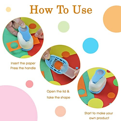 Ecohu Set 5 Circle Paper Punch 0.3'' / 0.6'' / 1'' / 1.5'' / 2'', Scrapbooking Hole Punches Crafting, Design for Office Supplies, Card Making, DIY Photo Album. - Image 4