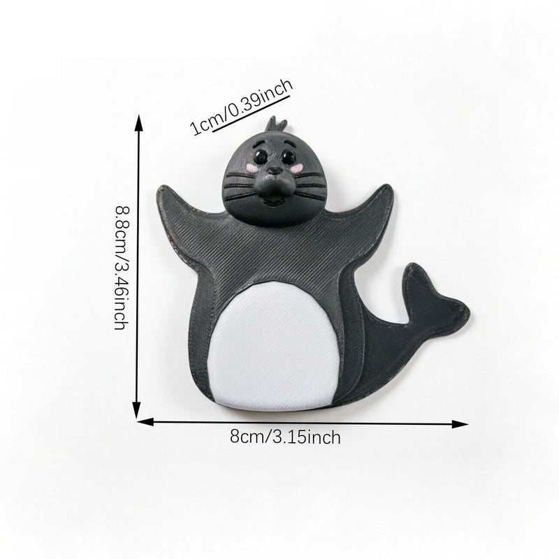 Grey 3D Printed Stereoscopic Seal Bookmark Creative Cute Marine Animal Stationery Clip - Image 4