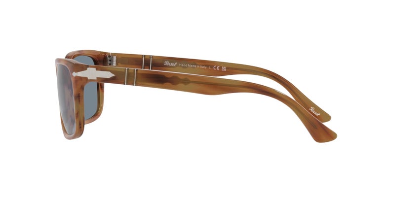 Persol Unisex PO3048S Rectangular Sunglasses, Striped Brown/Light Blue, 58 mm - Image 4