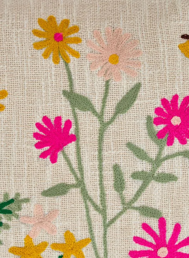 Styli 1-Piece Embroidered Square Cushion Cover 18X18Inches, Cotton