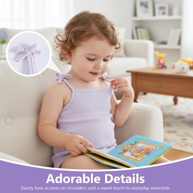 OPAWO Sleeveless Onsies for Baby Girl Tank Top Onsies 3 Pack Ribbed Newborn Bodysuit Girl Summer Clothes Undershirts 0-24M(Pink,Purple,White,3-6Months) - Image 4