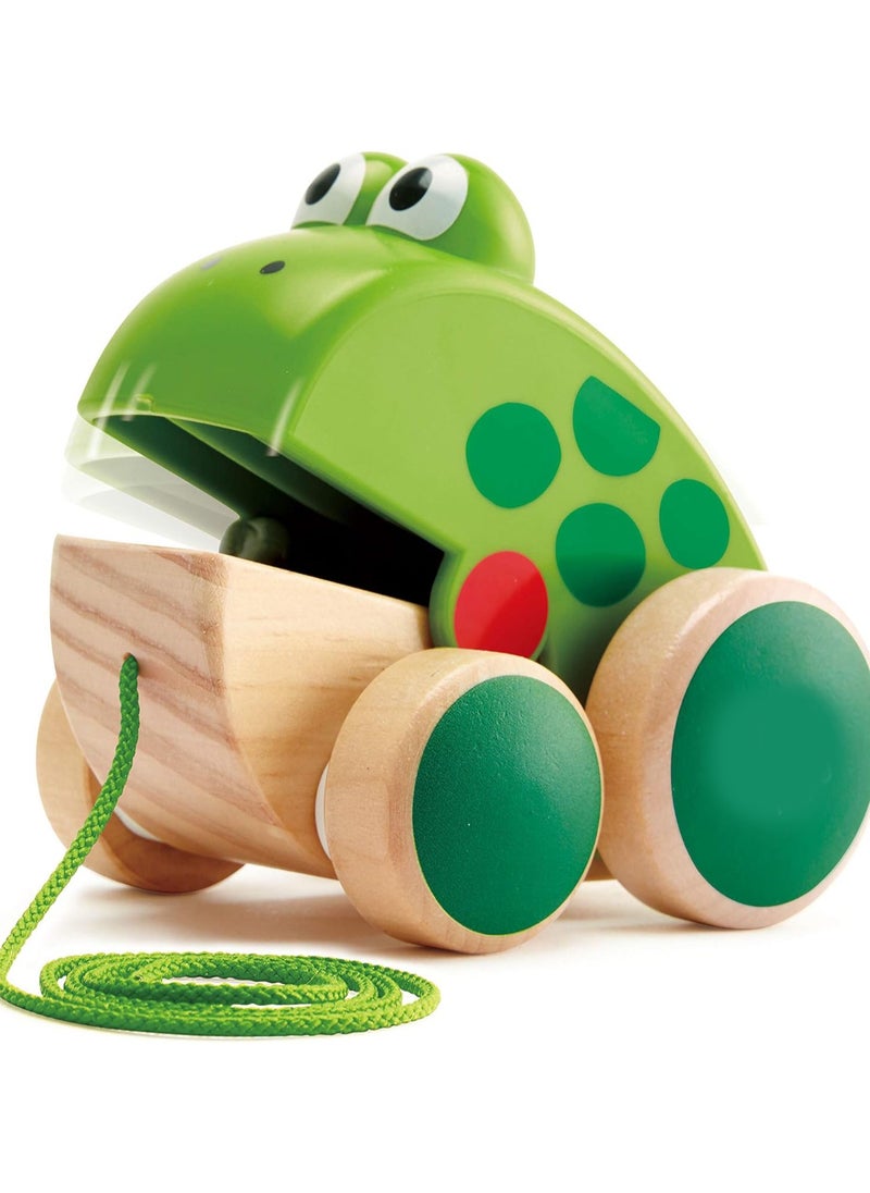 General Frog Pull Along Toy for Toddlers  Wooden Push  Pull Animal Toy with Moving Mouth Action Age for over 12 Months  - Image 1