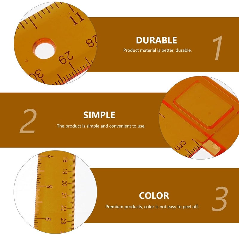 قطعتان مساطر بلاستيكية بأشكال، مسطرة قياس مستقيمة بمقياس مزدوج للطلاب، أدوات رسم وتصميم، مستلزمات مدرسية. - Image 4
