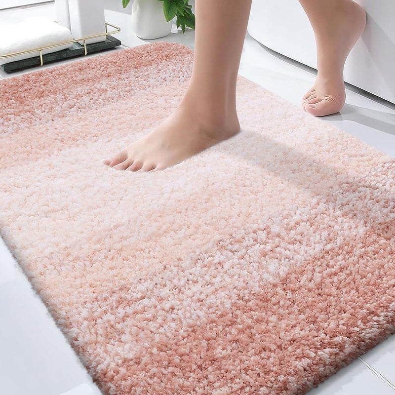 OLANLY Bathroom Rugs Mat 30x20, Extra Soft Absorbent Microfiber Bath Rugs, Rubber Backing, Quick Dry, Machine Washable Bath Mats for Bathroom Floor, Tub and Shower, Home Decor Accessories, Peach - Image 1