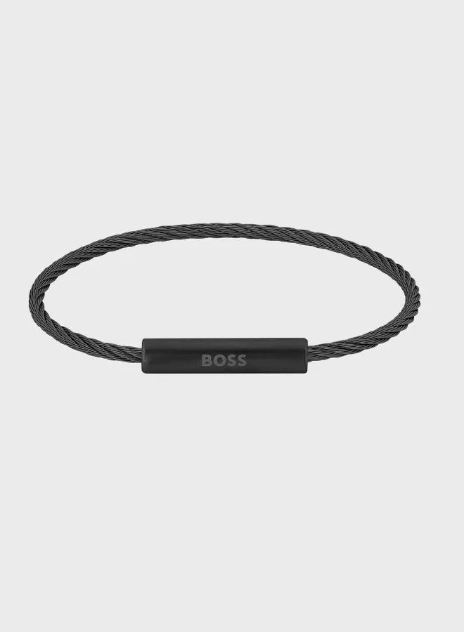 BOSS Alek Collection Wire Bracelet For Men With Black Ion Plating (Ip) - 1580389