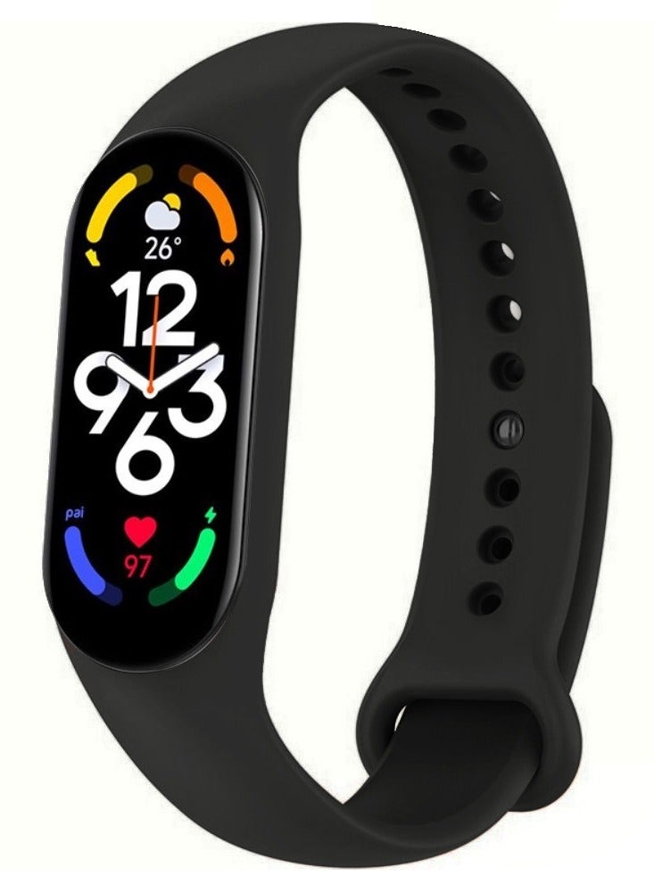 CATANES Xiaomi Mi Band 7 Replacement Strap Soft Silicone Watch Band Sport Wristband Bracelet Compatible with Mi Band 7 Smart Fitness Tracker 2022 Release Black  - Image 2