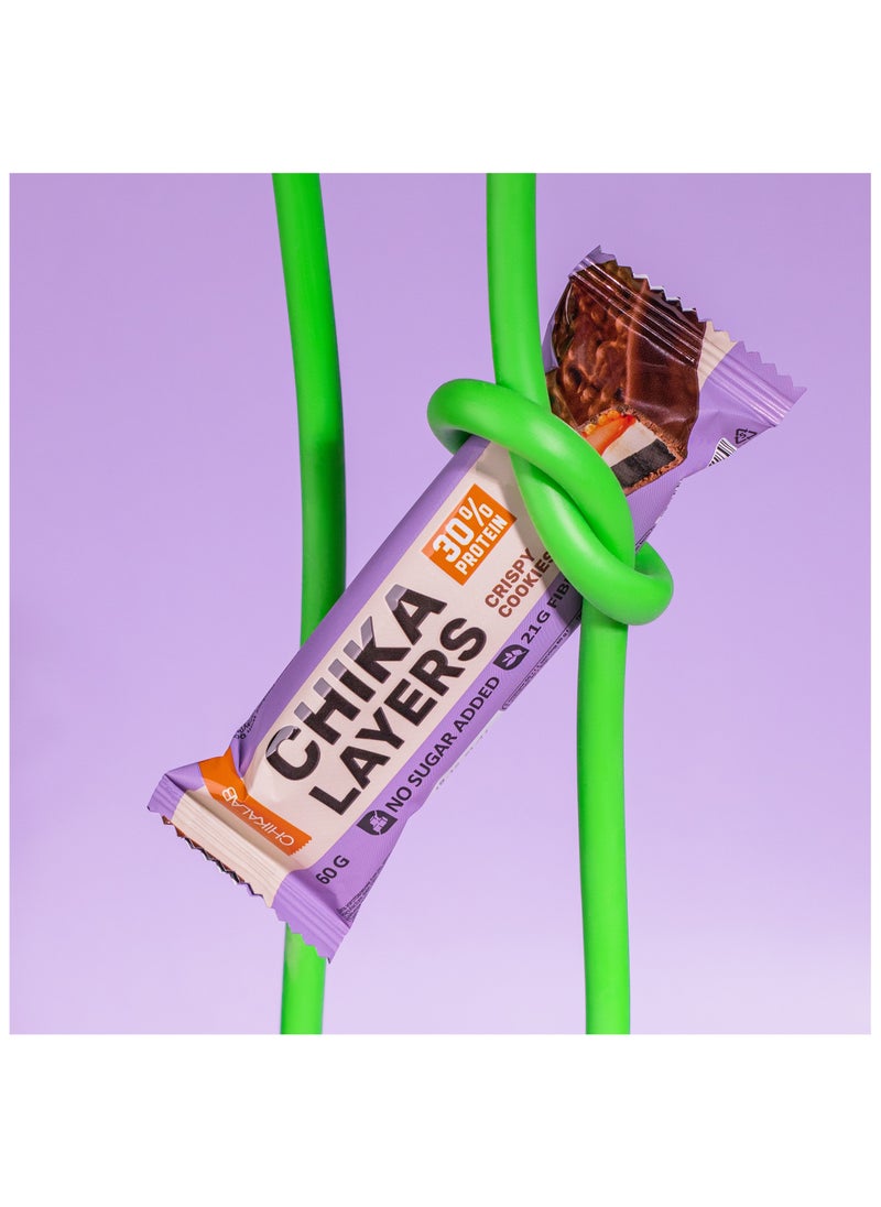 Chikalab Chika Layers Chocolate Protein Bar with Crispy Cookies No Sugar Added 12x60g  - Image 2