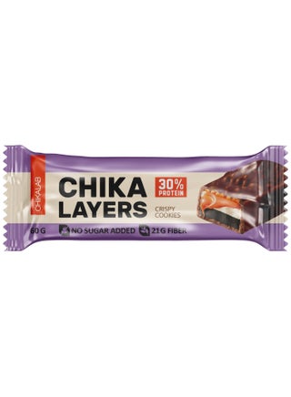 Chika Layers Chocolate Protein Bar with Crispy Cookies No Sugar Added 12x60g - view 3