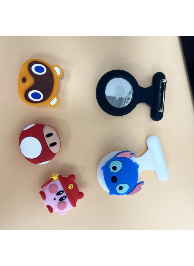 Generic - Suitable For Apple For Apple AirTag Anti-lost Silicone Protective Cover Children Brooch Cute Jewelry Snap Pin-Color:Black + White-Applicable Model:Q11-2-G5 - Image 1