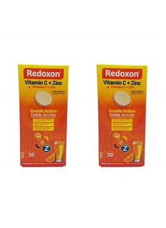 Redoxon Vitamin C with Zinc. Effervescent Dietary Supplement. Helps Your Immune System. Good Against Colds and Flu. Orange Flavored. 20 Tablets (Pack of 2)  - Image 1