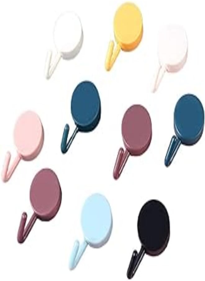 Generic - 10 pcs Self Adhesive Hooks Wall Key Hooks Holder Heavy Duty Self Adhesive Hooks Stocking Holder for Home Kitchen Bathroom Office Door(Random Colors) - Image 1