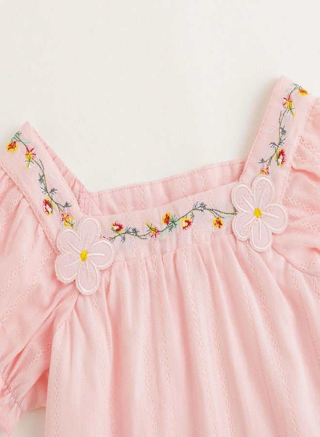 Curipeer Toddler Girls Pink Shirt Summer Casual Puff Short Sleeve Blouse Tops for Baby Girl - Image 4