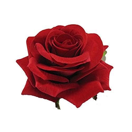 Drishti® Red Velvet Rose Hair Flower Clip and Pin Brooch for Women And Girl (Pack of 2) - Image 1