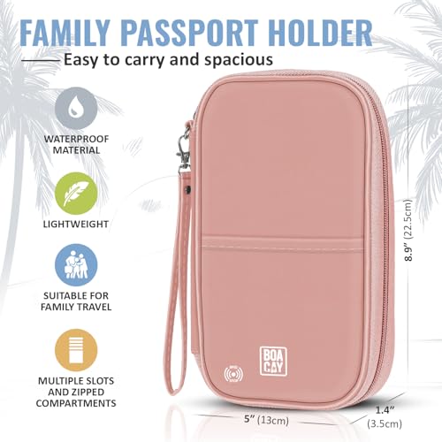 BOACAY Travel Document Organizer with RFID, Family Passport Holder, Wallet for Women & Men, Portable & Waterproof Case for Cards, Boarding Pass, Money - Image 3