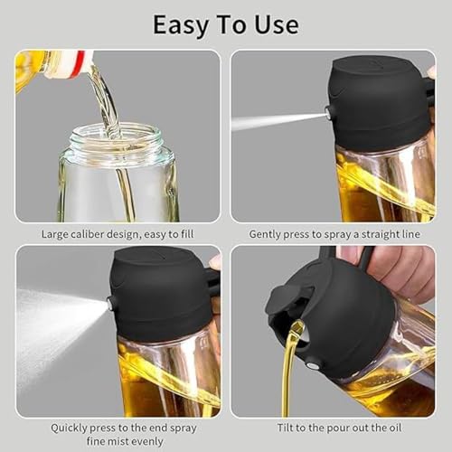 DIEDERIK 2 in 1 Olive Oil Sprayer And Dispenser Bottle 500ml Refillable Glass Oil Mister with Scale, Premium Nozzle For Cooking, Baking, Air Fryer, BBQ, Salad (Multicolor) - Image 5