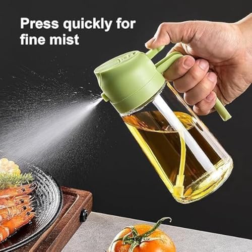 DIEDERIK 2 in 1 Olive Oil Sprayer And Dispenser Bottle 500ml Refillable Glass Oil Mister with Scale, Premium Nozzle For Cooking, Baking, Air Fryer, BBQ, Salad (Multicolor) - Image 4