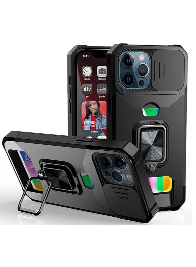 general Phone Case for iPhone 15/15Pro/15 Plus/15Pro Max, Wallet Style Phone Case with Sliding Camera Cover Holder Card Slot, Military Grade Protective Phone Case with Ring Bracket - Image 5