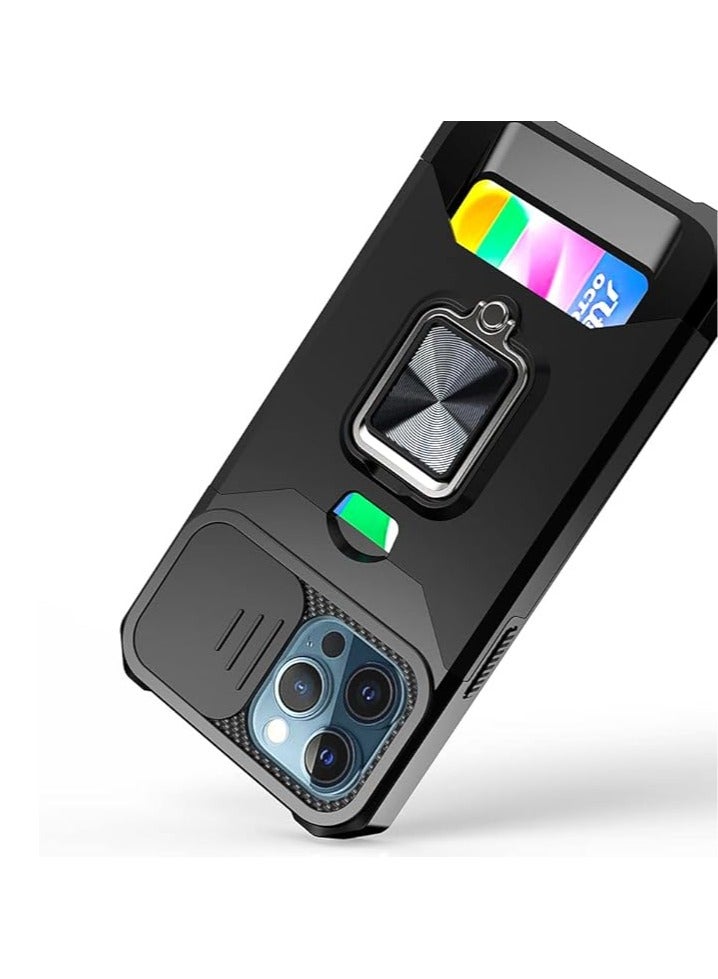 general Phone Case for iPhone 15/15Pro/15 Plus/15Pro Max, Wallet Style Phone Case with Sliding Camera Cover Holder Card Slot, Military Grade Protective Phone Case with Ring Bracket - Image 4
